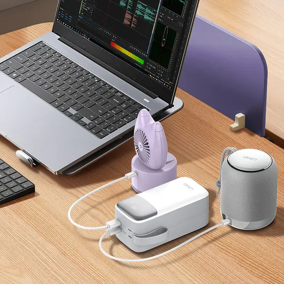 LDNIO POWER BANK 50000mAh 22,5W 5V 3A 2 PORT (2A) + 2 CABLE (1C1L) PQ50-7
