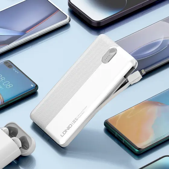 LDNIO POWER BANK 10000mAh 22,5W 5V 3A 1 PORT (1A) + 2 CABLE (1C1L) PQ13-0