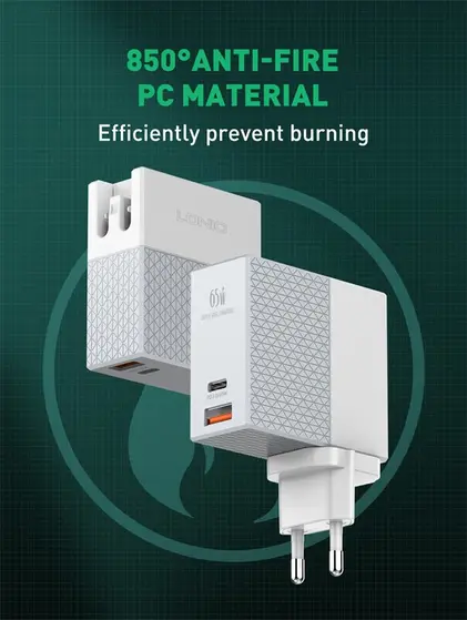 LDNIO CHARGER 2 PORT (1A1C) 65W 5V 3A A2620C-8