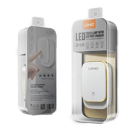 LDNIO SET ADAPTER A3305 220V 3X USB 3,4A + LIGHTNING CABLE + LED LIGHT-4