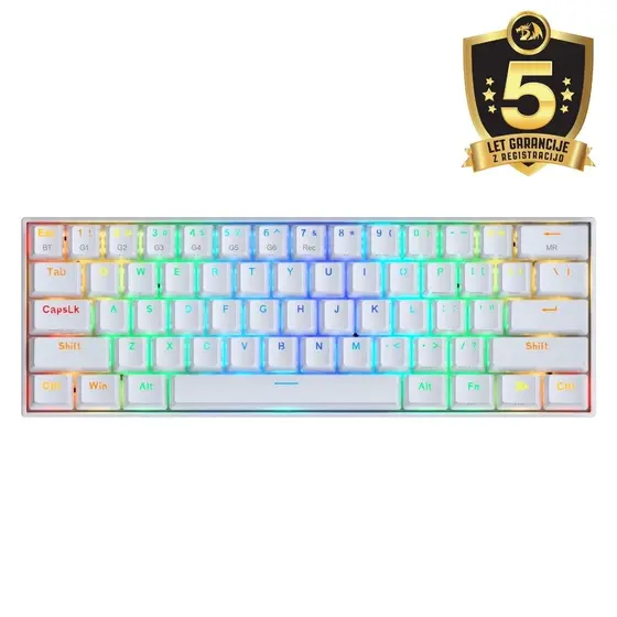 KEYBOARD - REDRAGON DRACONIC K530RGB PRO BT/WIRED MECHANICAL WHITE RED SWITCH-0
