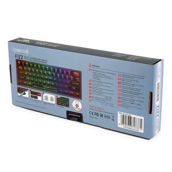 KEYBOARD - REDRAGON FIZZ K617CTB-RGB WIRED MECHANICAL-10