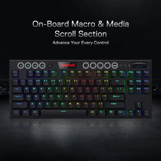 KEYBOARD - REDRAGON HORUS TKL PRO K621RGB-PRO WIRED & 2.4G & BT RED SWITCH-1
