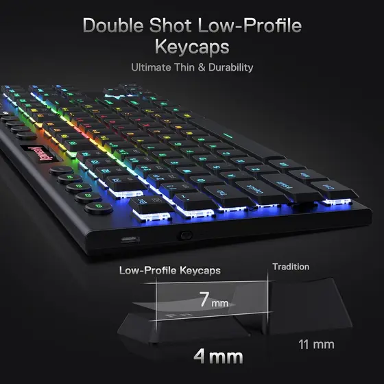 KEYBOARD - REDRAGON HORUS TKL PRO K621RGB-PRO WIRED & 2.4G & BT RED SWITCH-2