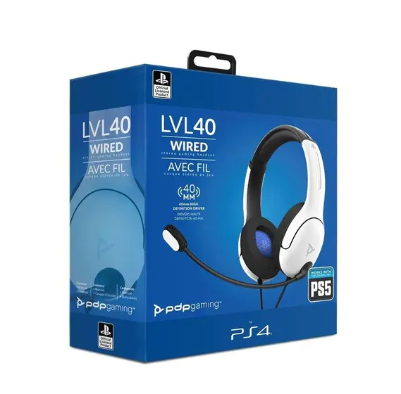 PDP PS4/PS5 STEREO HEADSET LVL40 WHITE-5
