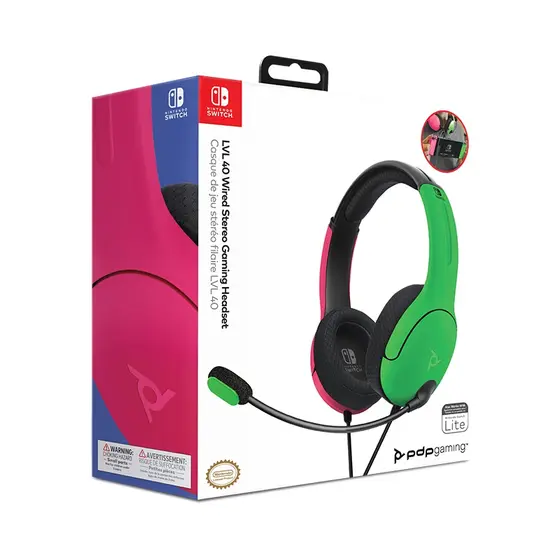 PDP NINTENDO SWITCH WIRED HEADSET LVL40 PINK / GREEN-8