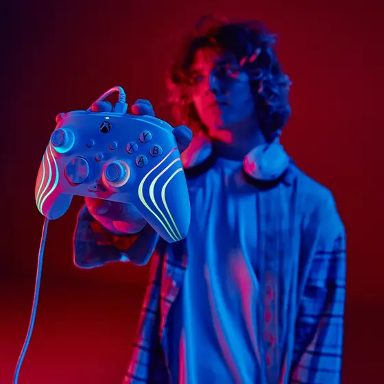 PDP XBOX WIRED CONTROLLER AFTERGLOW WAVE WHITE-8