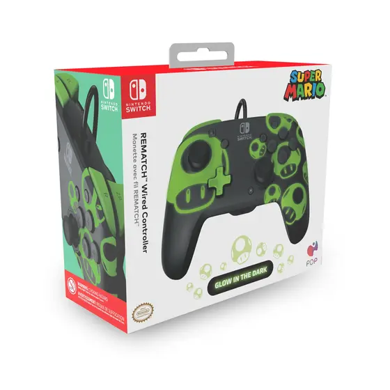 PDP NINTENDO SWITCH WIRED CONTROLLER REMATCH - 1UP GLOW IN THE DARK-6