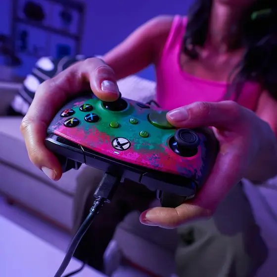 PDP XBOX WIRED CONTROLLER REMATCH - SPACE DUST GLOW IN THE DARK-6