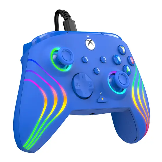 PDP XBOX WIRED CONTROLLER AFTERGLOW WAVE BLUE-5