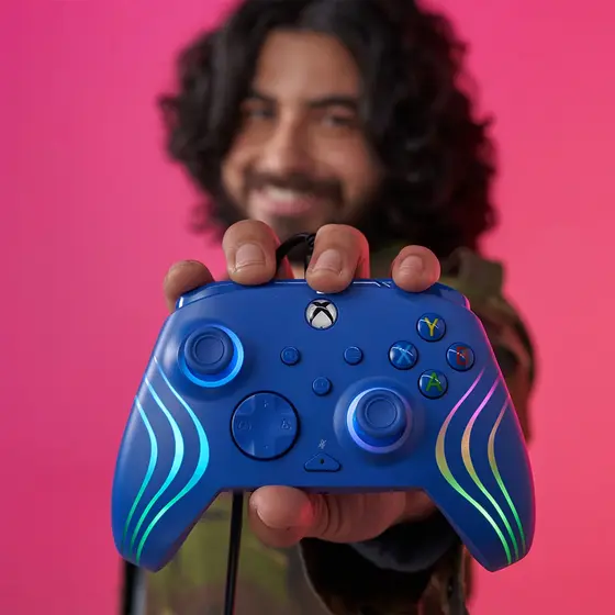 PDP XBOX WIRED CONTROLLER AFTERGLOW WAVE BLUE-7