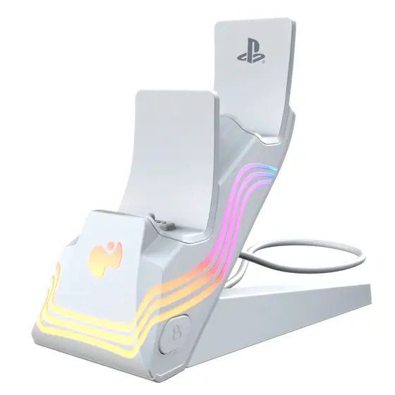 PDP PS5 AFTERGLOW WAVE - DUAL CHARGER WHITE-2