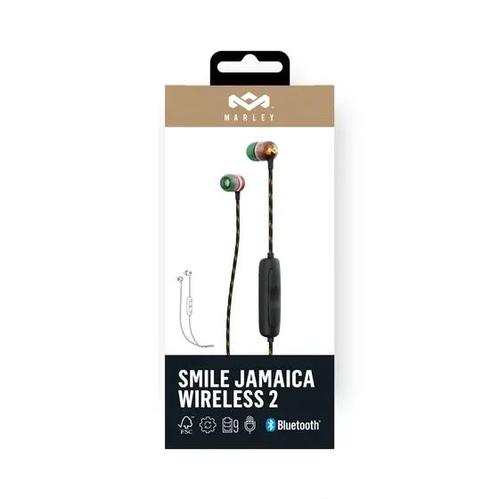 HOUSE OF MARLEY SMILE JAMAICA WIRELESS 2 RASTA IN-EAR HEADPHONES-6
