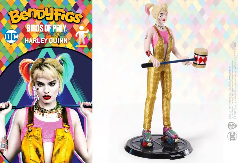 NOBLE COLLECTION - DC - BENDYFIGS - HARLEY QUINN WITH MALLET (BIRDS OF PREY)-3