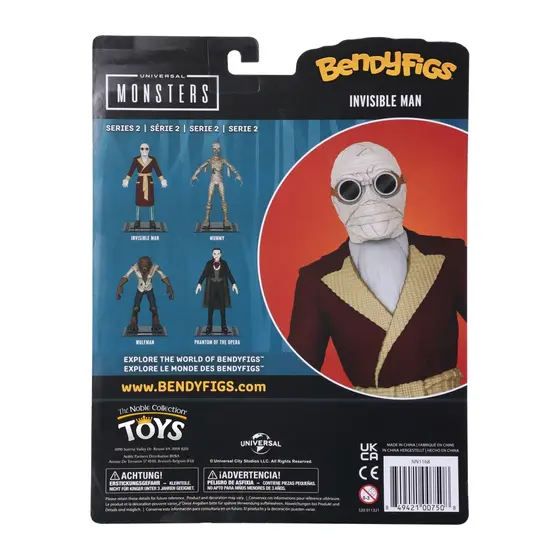 NOBLE COLLECTION - UNIVERSAL MONSTERS BENDYFIGS INVISIBLE MAN-8