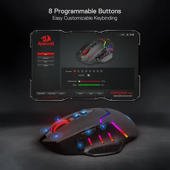 MOUSE - REDRAGON MIRAGE M690-PRO WIRELES-12