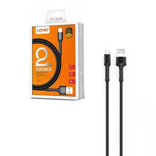 LDNIO LIGHTNING APPLE USB kabel 2M - črne barve-0