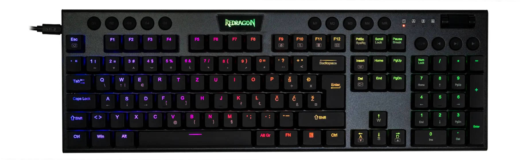 KEYBOARD - REDRAGON HORUS K619-RGB WIRED RED SWITCH SLO/CRO LAYOUT-4