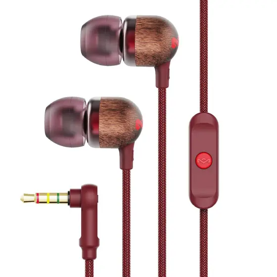 HOUSE OF MARLEY SMILE JAMAICA RED WIRED EARBUDS-1