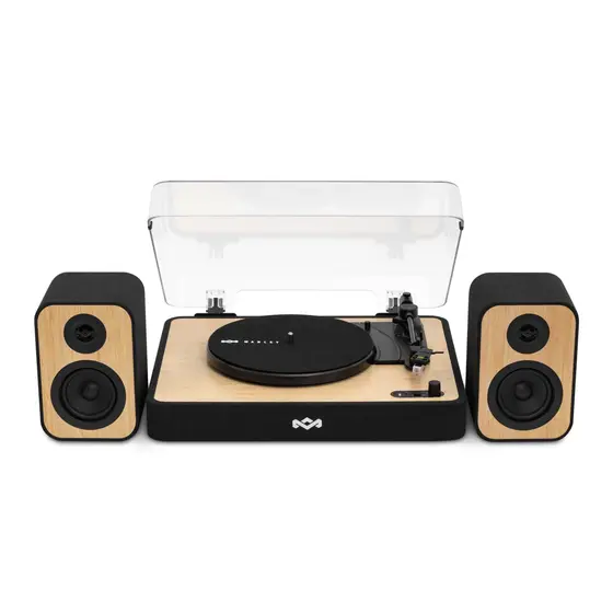HOUSE OF MARLEY REVOLUTION BT TURNTABLE WITH SPEAKERS SIGNATURE BLACK-1