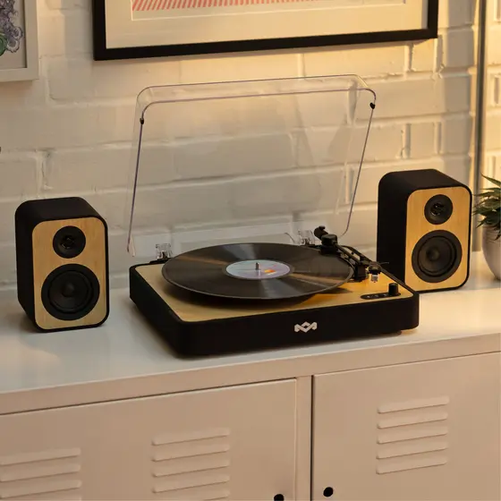 HOUSE OF MARLEY REVOLUTION BT TURNTABLE WITH SPEAKERS SIGNATURE BLACK-2