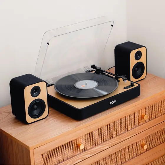HOUSE OF MARLEY REVOLUTION BT TURNTABLE WITH SPEAKERS SIGNATURE BLACK-8