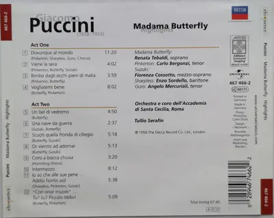 Giacomo Puccini, Carlo Bergonzi, Fiorenza Cossotto, Coro dell'Accademia Nazionale di Santa Cecilia, Tullio Serafin - Madama Butterfly - Highlights-1