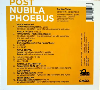 Gordan Tudor - Post Nubila Phoebus - Hrvatska Suvremena Glazba Za Saksofon-1