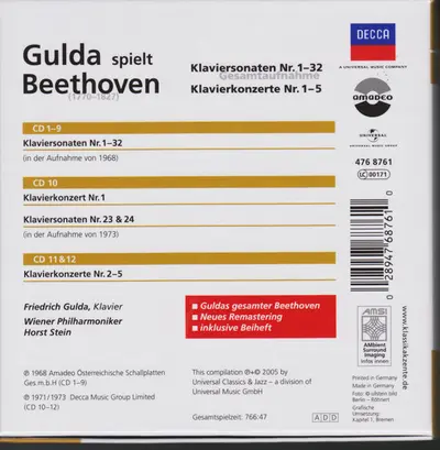 Ludwig van Beethoven - Friedrich Gulda · Wiener Philharmoniker · Horst Stein - Klaviersonaten Nr. 1–32 (Gesamtaufnahme), Klavierkonzerte Nr. 1–5-1