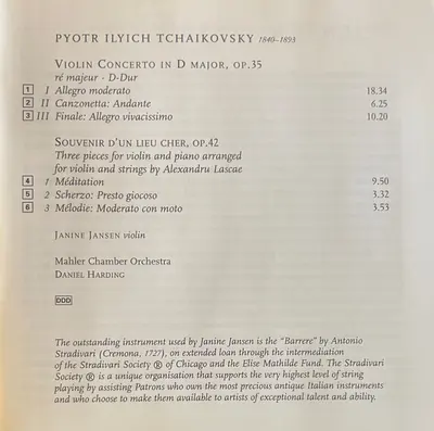 Janine Jansen, Pyotr Ilyich Tchaikovsky, Mahler Chamber Orchestra, Daniel Harding - Tchaikovsky Violin Concerto • Souvenir D'un Lieu Cher-7