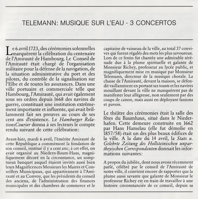 Georg Philipp Telemann - Musica Antiqua Köln • Reinhard Goebel - Wassermusik = Water Music = Musique Sur L'Eau / 3 Konzerte = Concertos-12