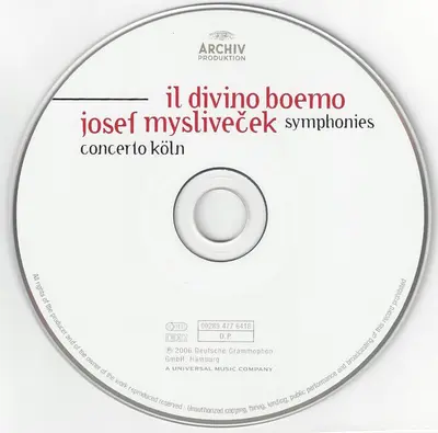 Josef Mysliveček, Concerto Köln - Il Divino Boemo - Symphonies-9