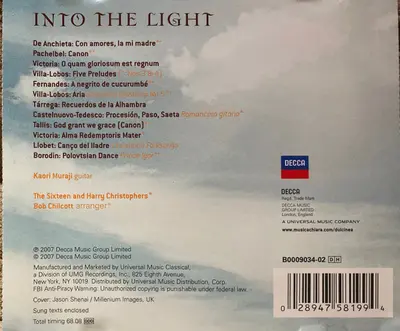 The Sixteen And Harry Christophers Featuring Kaori Muraji - Into the Light-1