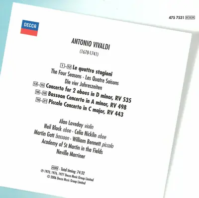 Antonio Vivaldi ‎– The Academy Of St. Martin-in-the-Fields, Sir Neville Marriner with Alan Loveday - The Four Seasons-10