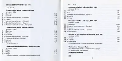 Johann Sebastian Bach - The Academy Of Ancient Music • Christopher Hogwood - The Orchestral Suites • Concertos BWV 1060 & 1062-2