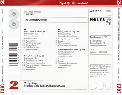 Johannes Brahms, Philharmonisches Oktett Berlin, Werner Haas - The Complete Quintets Including The Clarinet Quintet / The Piano Quintet-1