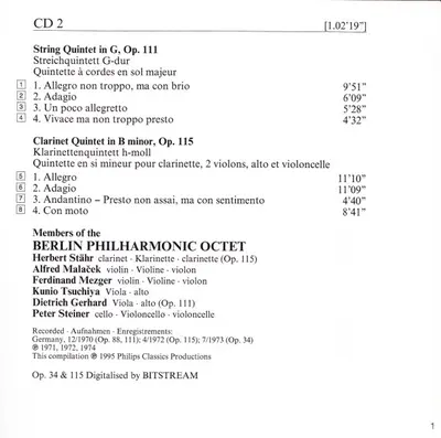 Johannes Brahms, Philharmonisches Oktett Berlin, Werner Haas - The Complete Quintets Including The Clarinet Quintet / The Piano Quintet-7