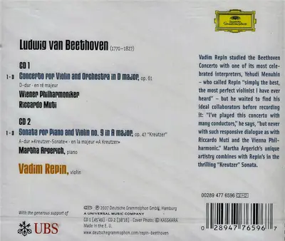 Ludwig van Beethoven, Vadim Repin, Martha Argerich, Wiener Philharmoniker, Riccardo Muti - Violin Concerto | "Kreutzer Sonata-16