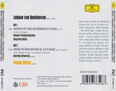 Ludwig van Beethoven, Vadim Repin, Martha Argerich, Wiener Philharmoniker, Riccardo Muti - Violin Concerto | "Kreutzer Sonata-1
