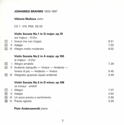 Johannes Brahms, Viktoria Mullova - Violin Concerto · 3 Violin Concertos · Piano Trio, Op. 8-7