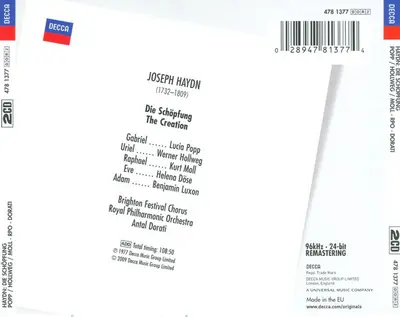 Joseph Haydn - Lucia Popp • Werner Hollweg • Kurt Moll • Helena Döse • Benjamin Luxon • Brighton Festival Chorus • Royal Philharmonic Orchestra • Antal Dorati - Die Schöpfung = The Creation-2