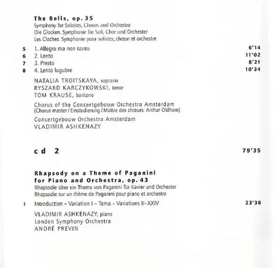 Sergei Vasilyevich Rachmaninoff - Piano Concerto No.2 · The Bells · Vocalise-3
