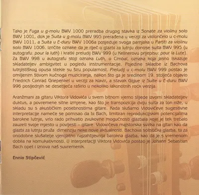 Johann Sebastian Bach, Viktor Vidović - Djela Za Lutnju / Lute Works-4