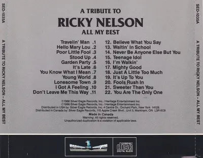 Ricky Nelson (2) - A Tribute To Ricky Nelson - All My Best-1