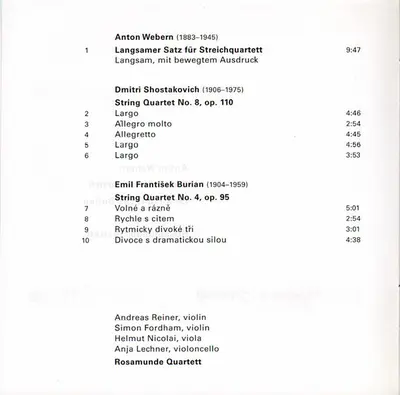 Rosamunde Quartett - Anton Webern / Dmitri Shostakovich / E. F. Burian - Anton Webern / Dmitri Shostakovich / Emil František Burian-5