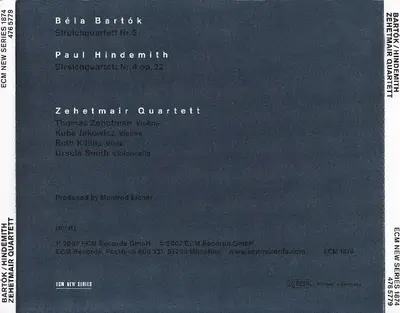 Béla Bartók / Paul Hindemith - Zehetmair Quartett - Béla Bartók / Paul Hindemith-2