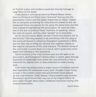 Garth Knox, Agnès Vesterman, Tobias Hume, Marin Marais, Attilio Ariosti, Roland Moser, Klaus Huber, Garth Knox - D'Amore-20
