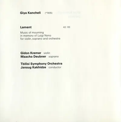 Giya Kancheli, Gidon Kremer - Lament-11