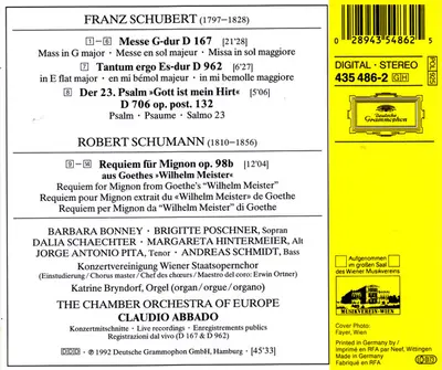 Franz Schubert / Robert Schumann - Barbara Bonney, The Chamber Orchestra Of Europe, Claudio Abbado - Schubert: Mass in G Major, Schumann: Requiem For Mignon-1