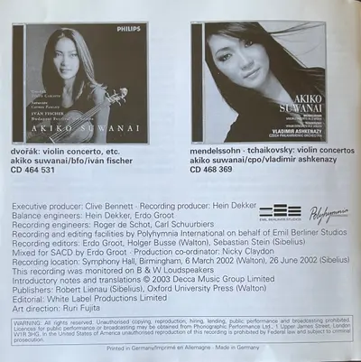 Jean Sibelius, Sir William Walton, Akiko Suwanai, City Of Birmingham Symphony Orchestra, Sakari Oramo - Violin Concertos-6